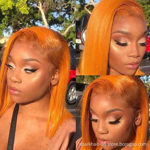 Wholesale Pink Orange Blue Red Grey Turquoise 613 Blond Color Wig Brazilian Virgin Human Hair Long Colored Lace Frontal Bob Wig